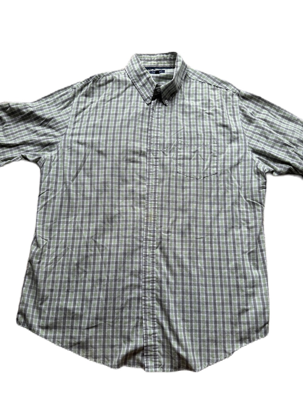 croft & barrow Olive Green Plaid Short-Sleeve Button-Down Shirt